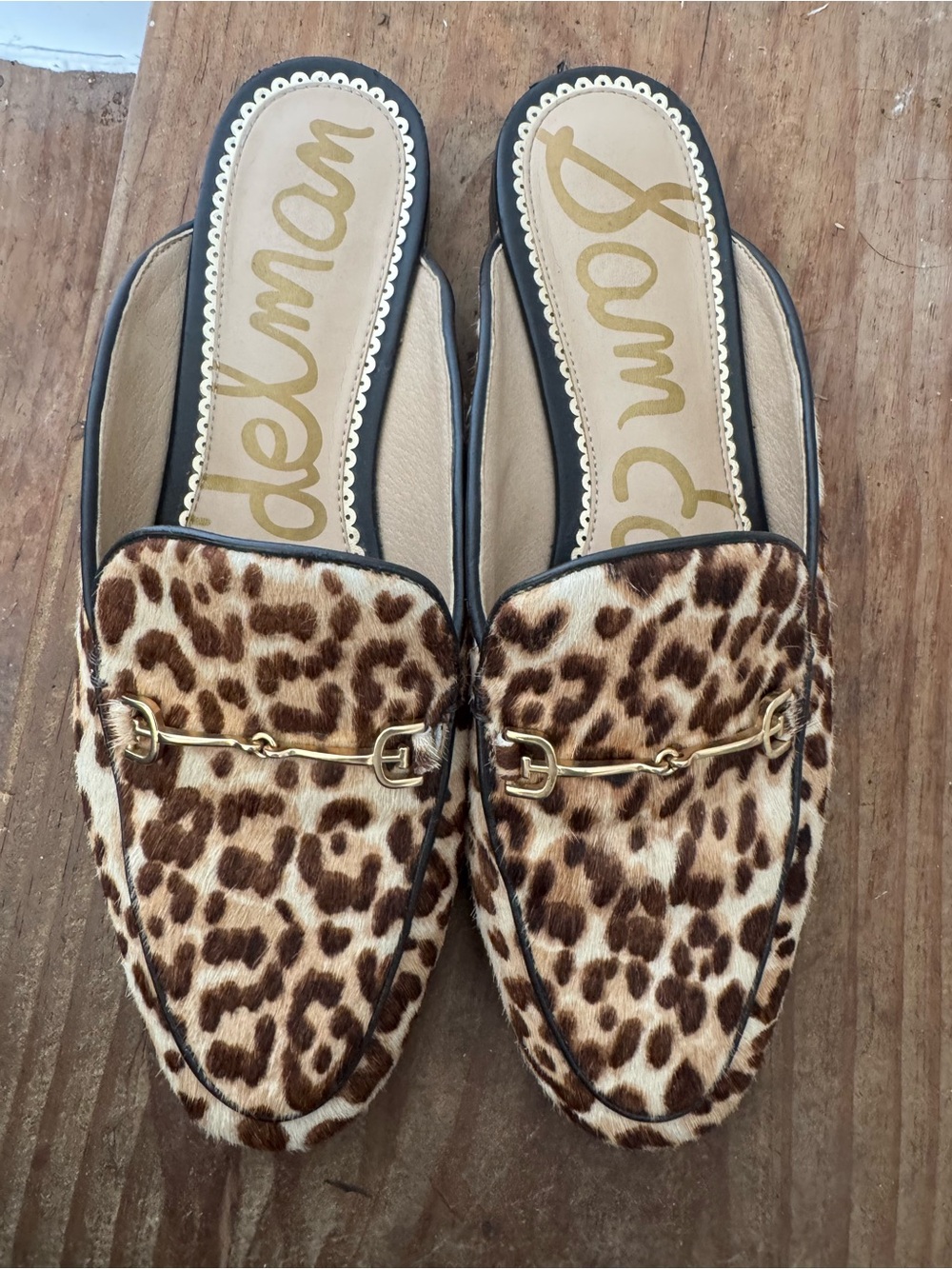 Sam Edelman Leopard-Print Backless Loafers with Gold Bit